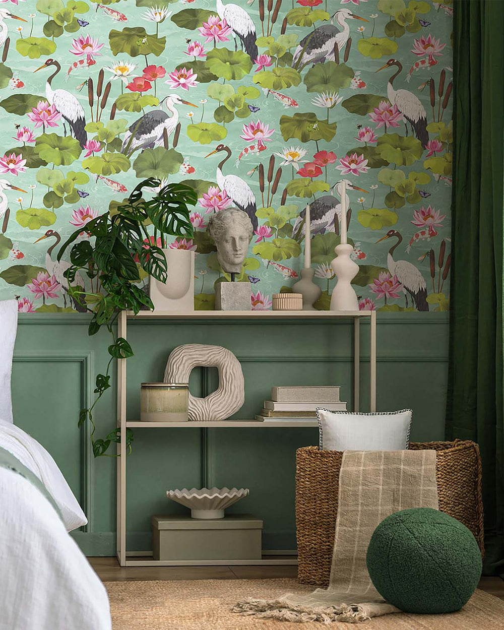 Light Teal Shimmering Koi Pond Wallpaper R10662