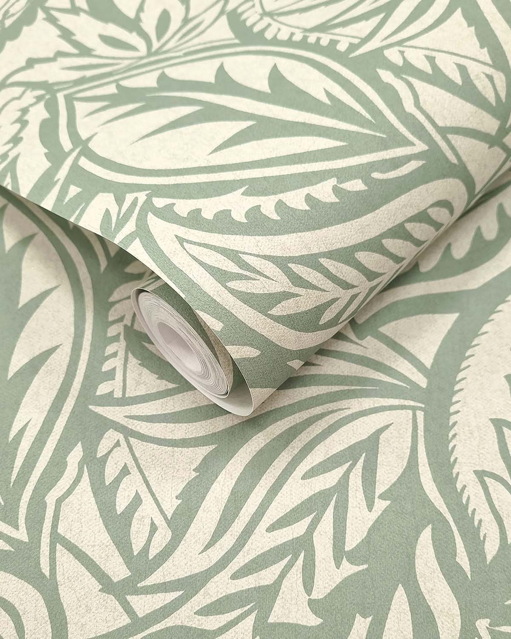 Light Teal Paisley Leaves Wallpaper R10665