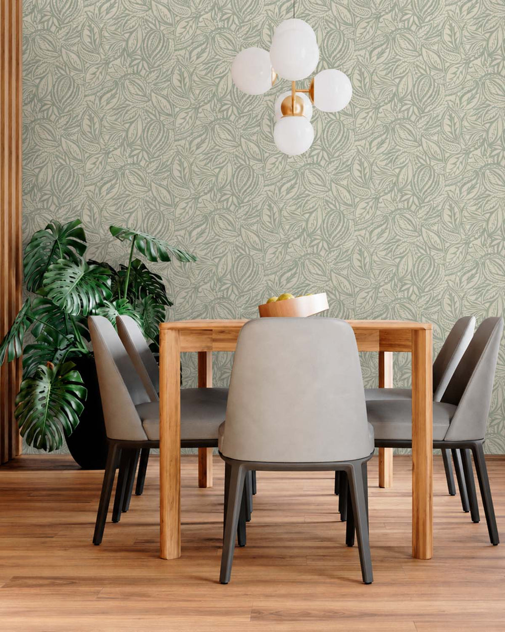 Light Teal Paisley Leaves Wallpaper R10665