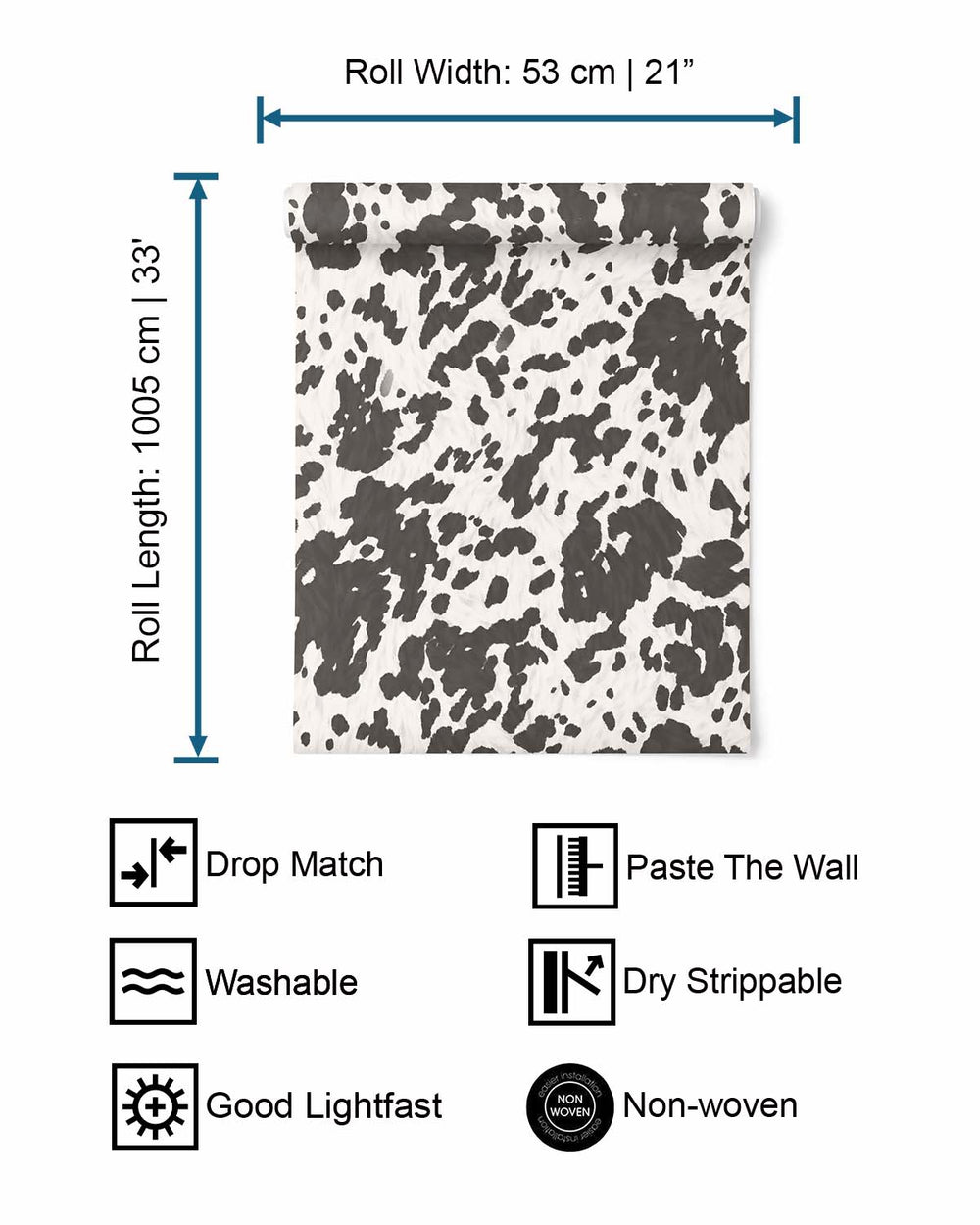 Black & White Bovine Fur Wallpaper R10668