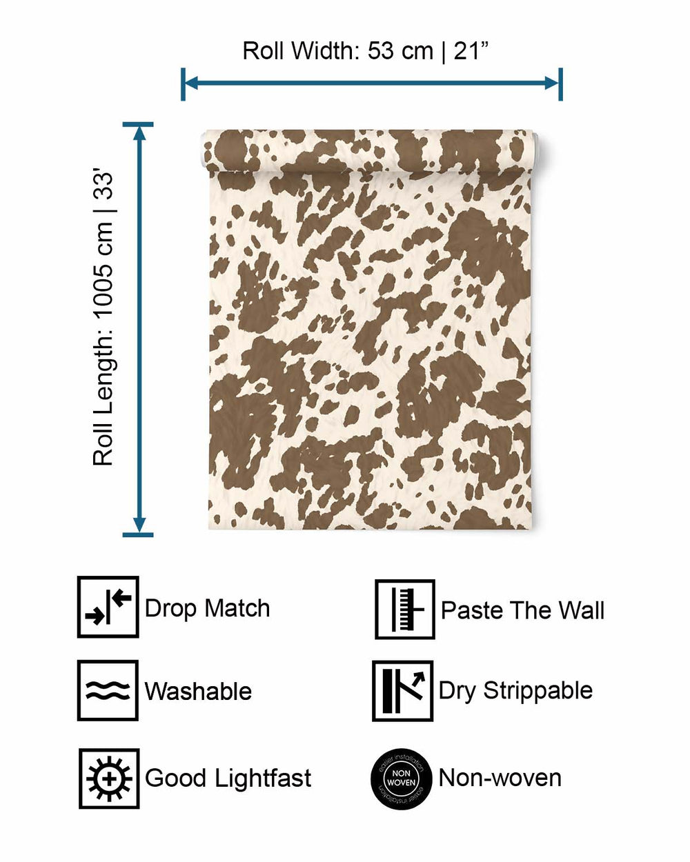 Cocoa Bovine Fur Wallpaper R10669