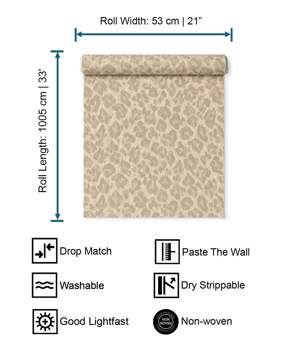 Champagne Classic Leopard Print Wallpaper R10671