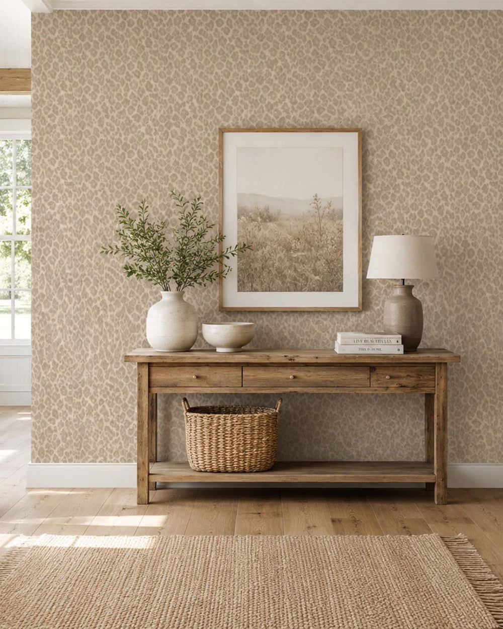 Champagne Classic Leopard Print Wallpaper R10671