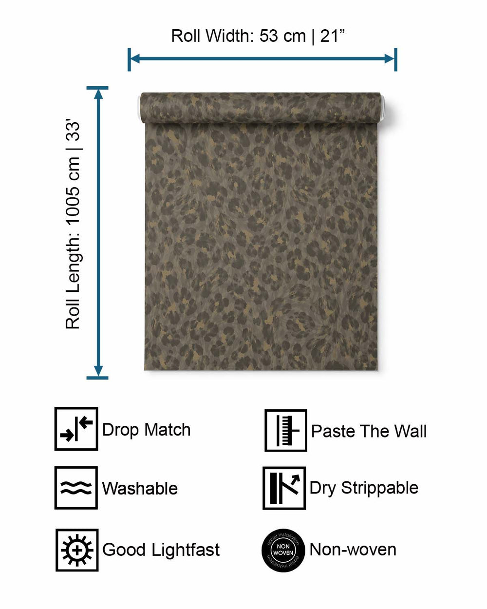 Charcoal Classic Leopard Print Wallpaper R10672