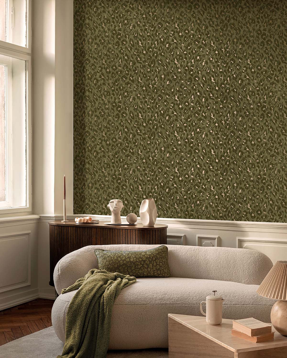 Khaki Classic Leopard Print Wallpaper R10673