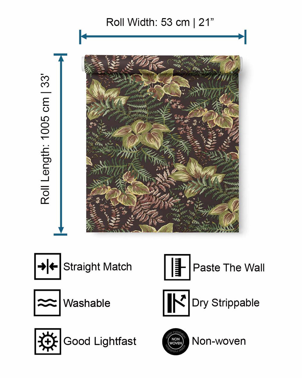Charcoal Hand Painted Foliage Wallpaper R10681