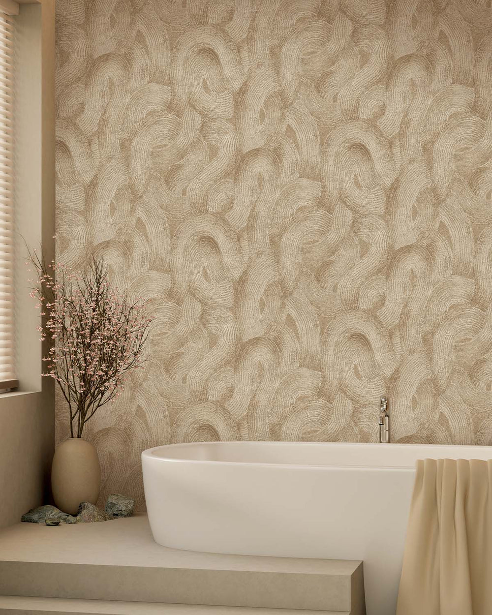 Cream Swirling Ocean Currents Wallpaper R10684