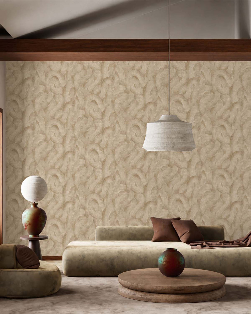 Cream Swirling Ocean Currents Wallpaper R10684