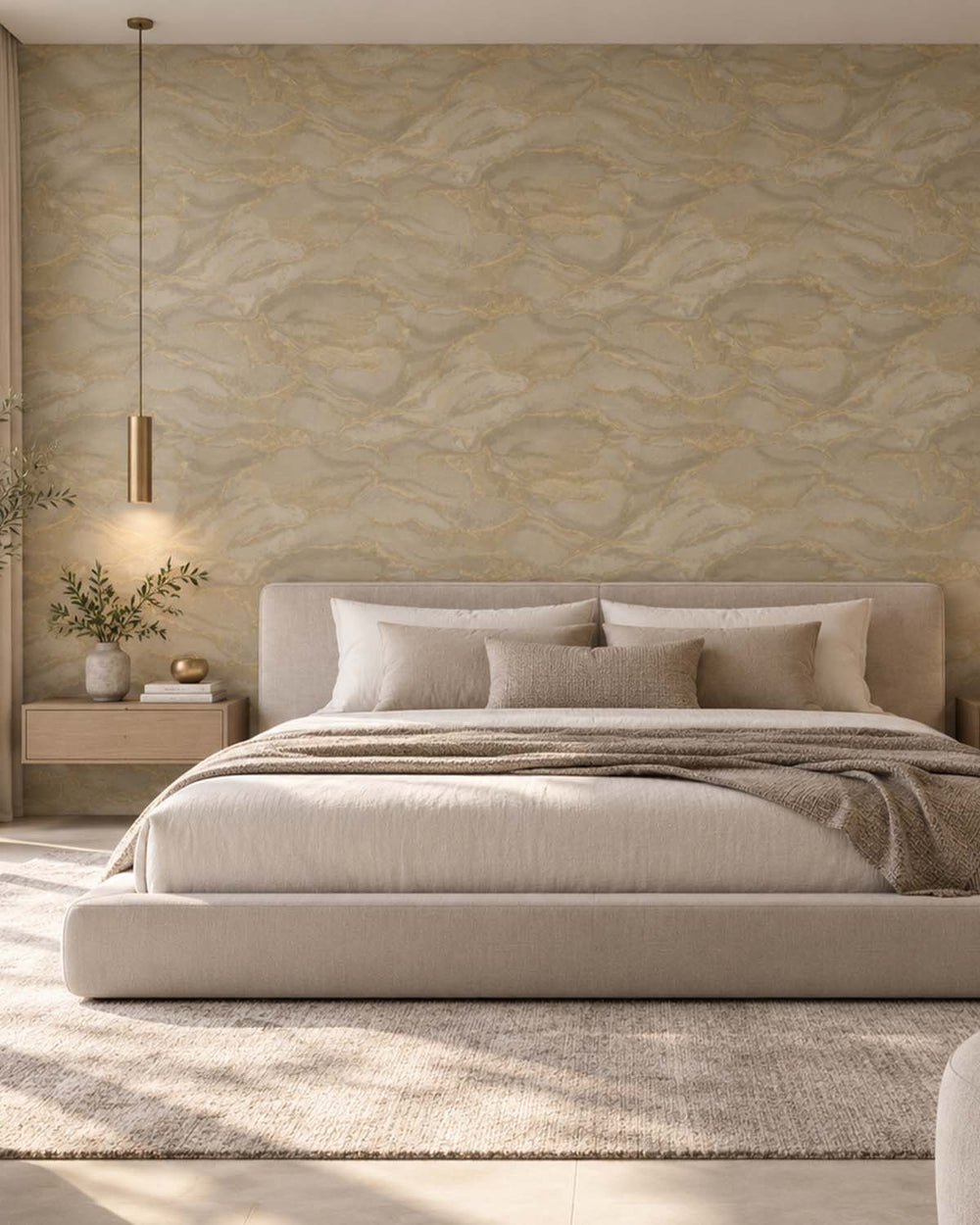 Cream Flowing Abstract River Wallpaper R10686