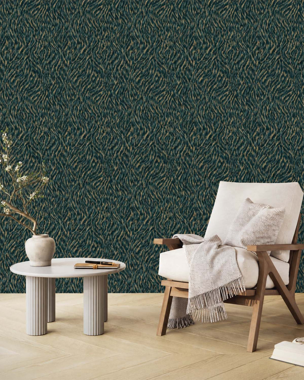 Teal Opulent Zephyr Wallpaper R10688