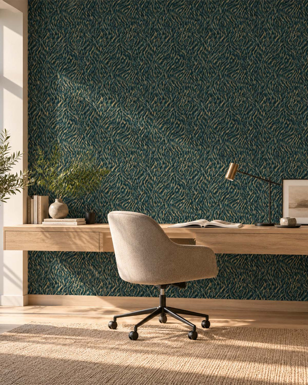 Teal Opulent Zephyr Wallpaper R10688