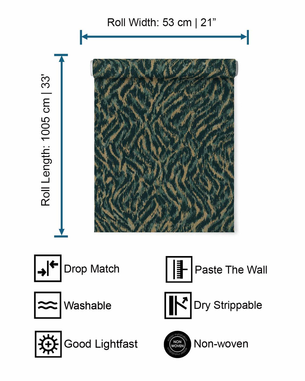 Teal Opulent Zephyr Wallpaper R10688
