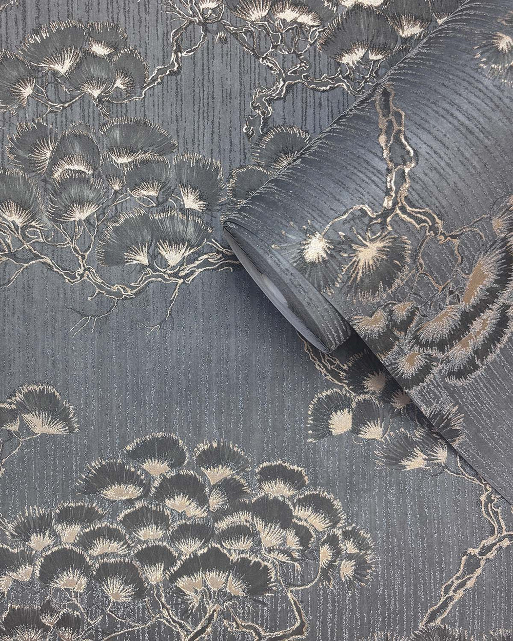 Navy Jeweled Japanese Pine Wallpaper R10692