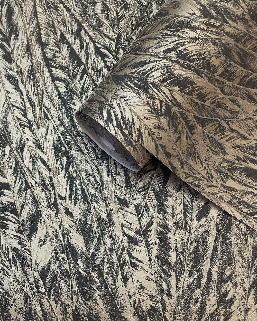 Charcoal Structured Plume Wallpaper R10695