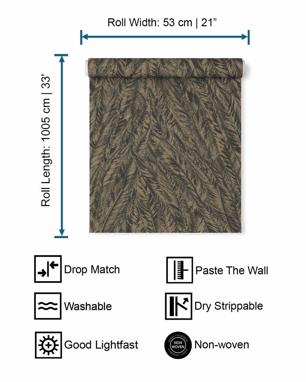 Charcoal Structured Plume Wallpaper R10695