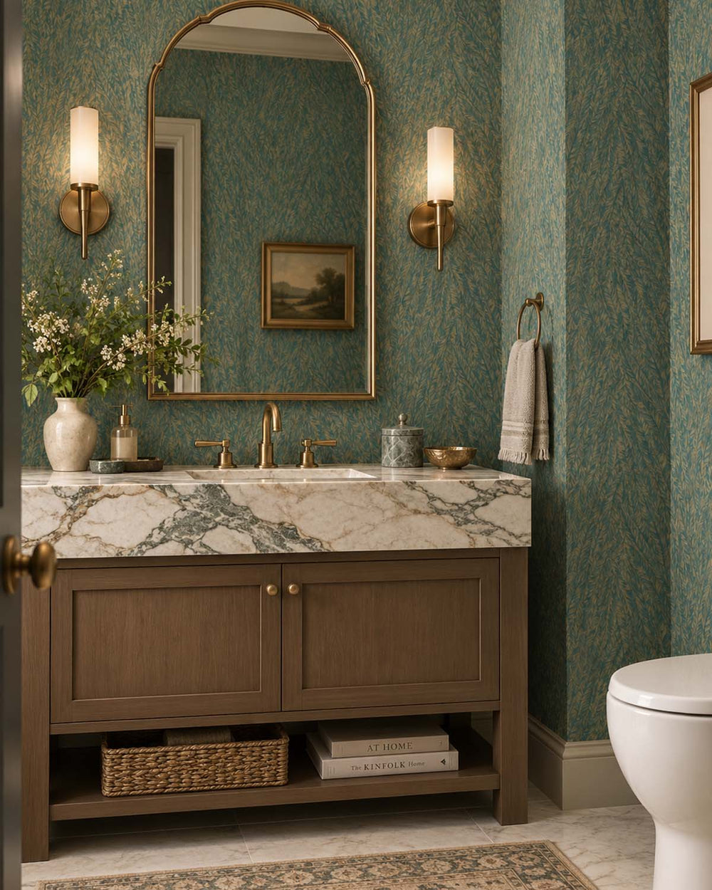 Teal Structured Plume Wallpaper R10696