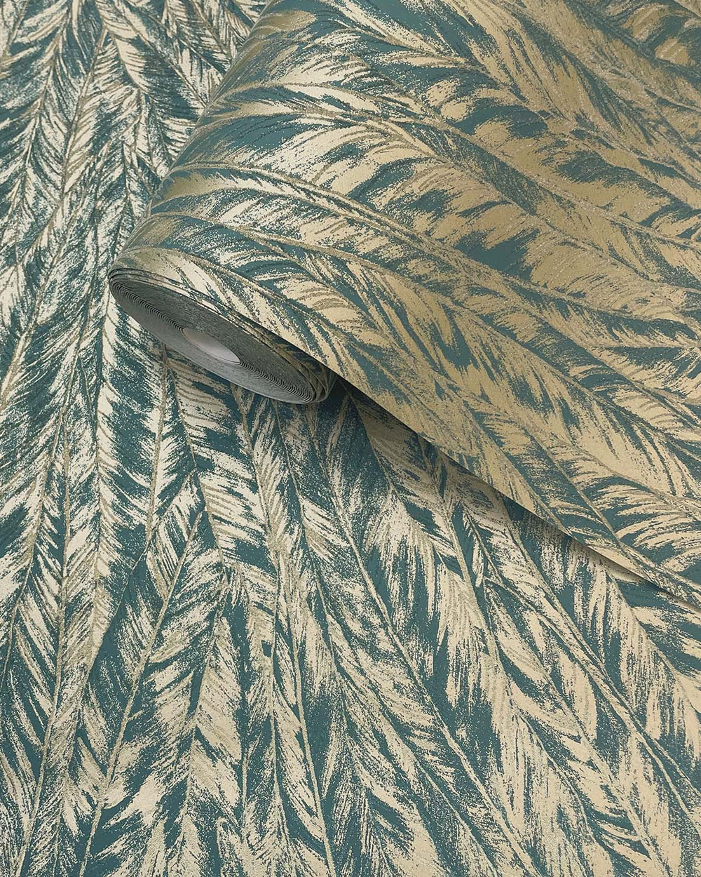 Teal Structured Plume Wallpaper R10696