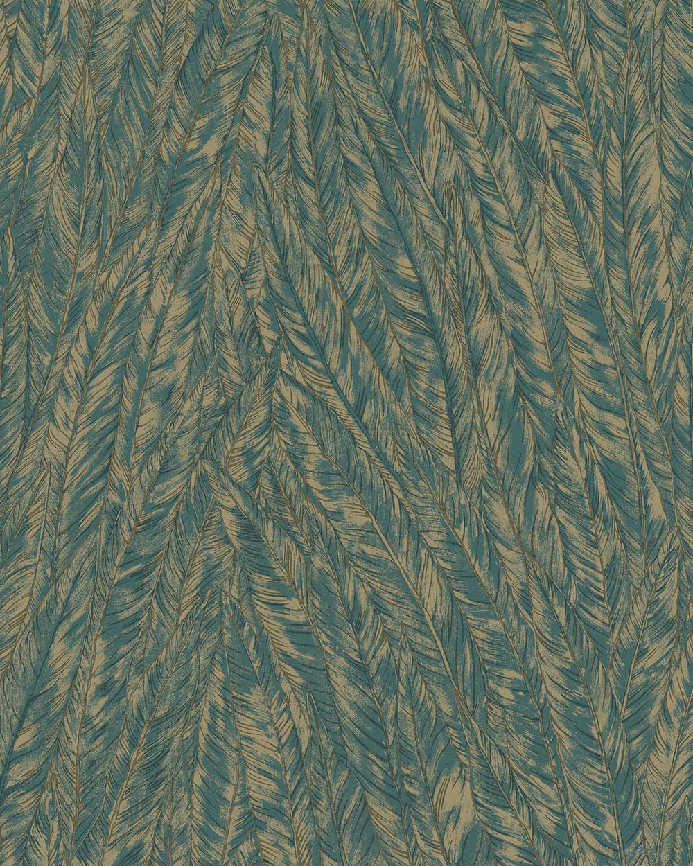 Teal Structured Plume Wallpaper R10696