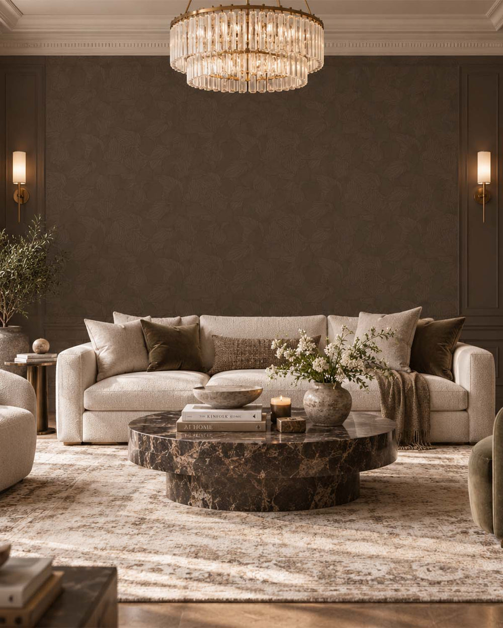 Umber Allover Orchid Petals Wallpaper R10698