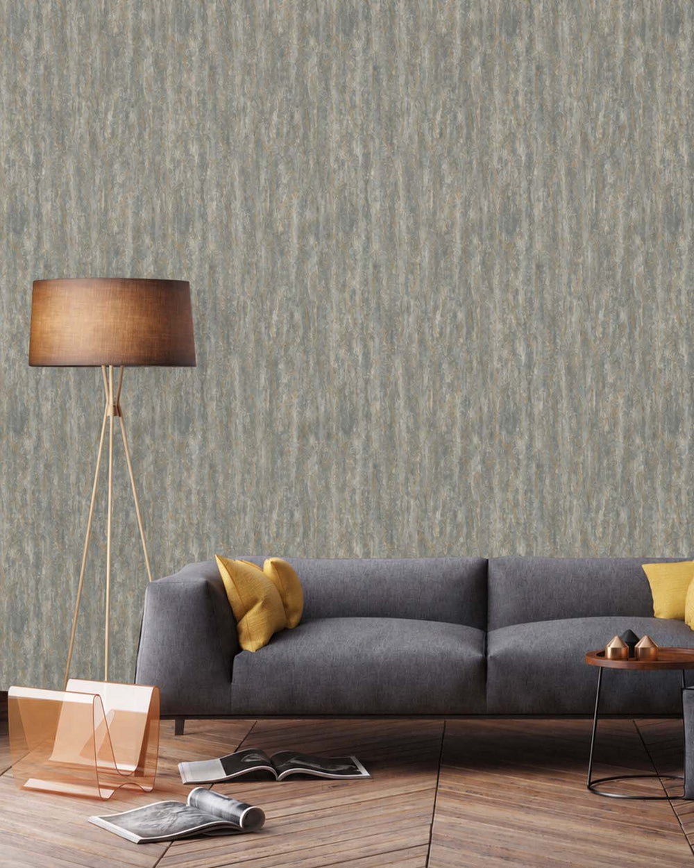 Blue Grey Faux Plaster-Marble Wallpaper R10700