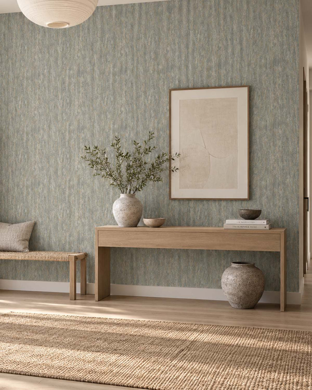 Blue Grey Faux Plaster-Marble Wallpaper R10700