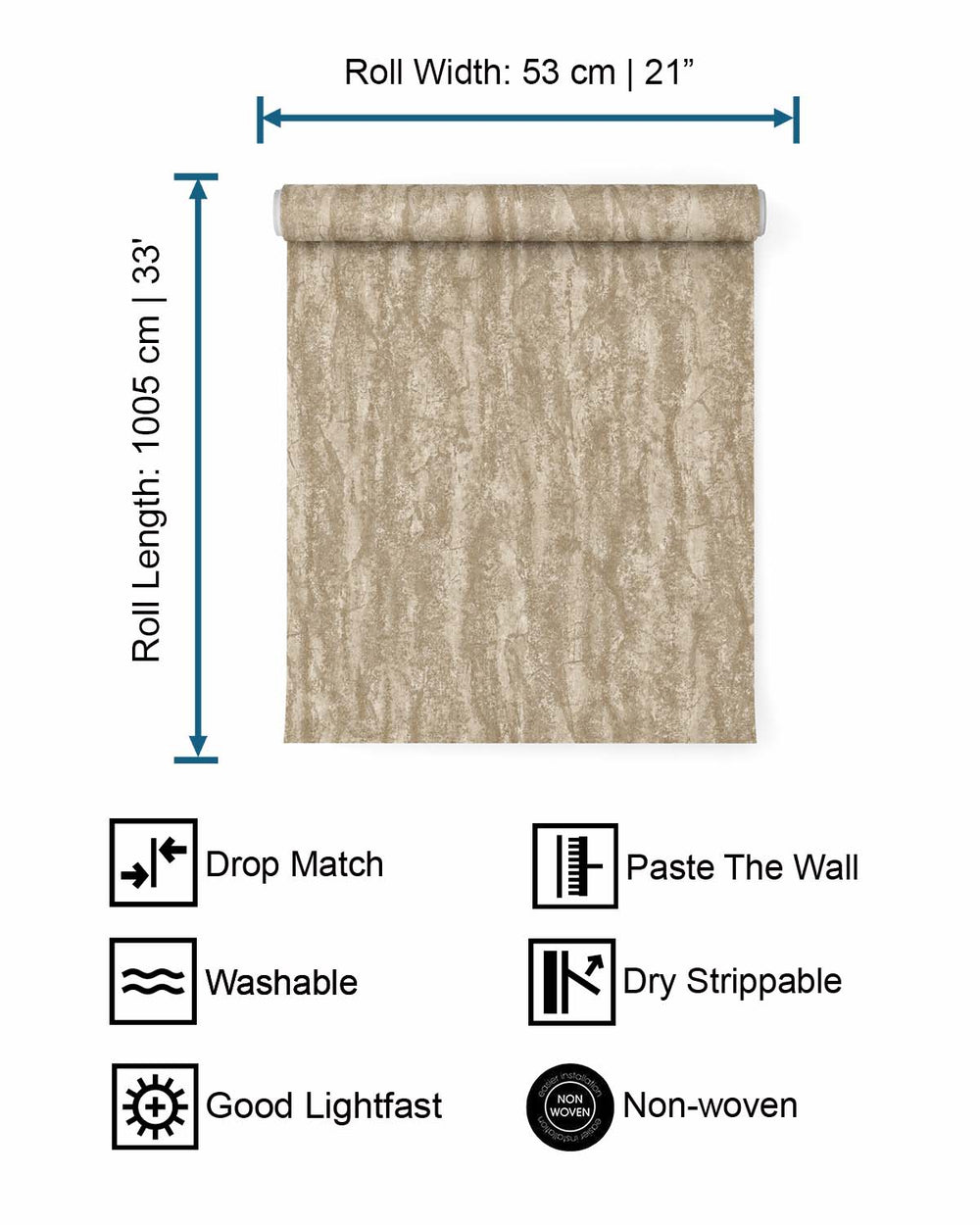 Cream Faux Plaster-Marble Wallpaper R10701