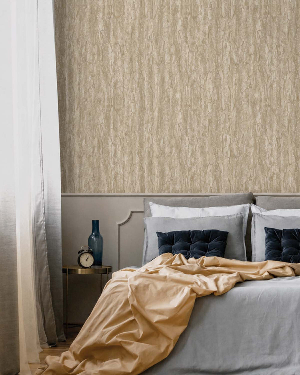 Cream Faux Plaster-Marble Wallpaper R10701