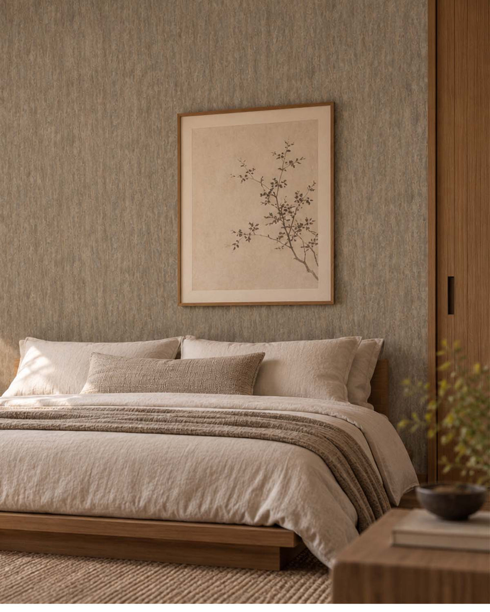 Umber Faux Plaster-Marble Wallpaper R10702