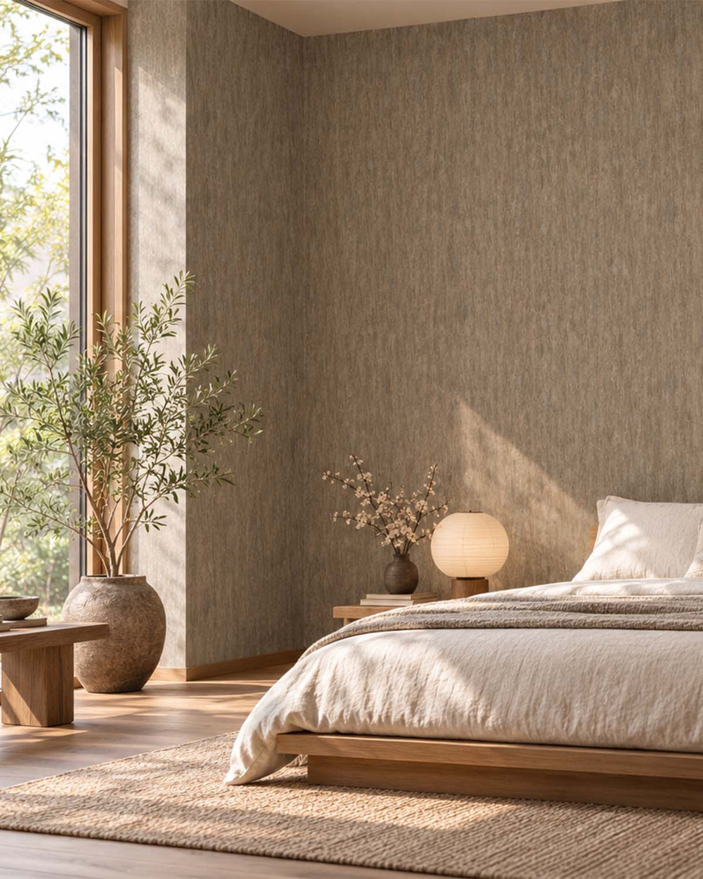 Umber Faux Plaster-Marble Wallpaper R10702