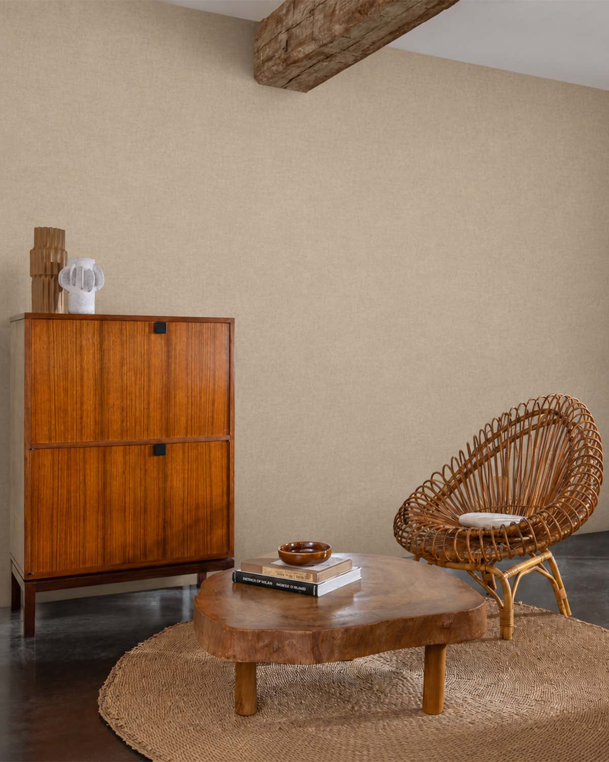 Akaroa Brown Faux Organic Cross-Hatch Wallpaper R10709
