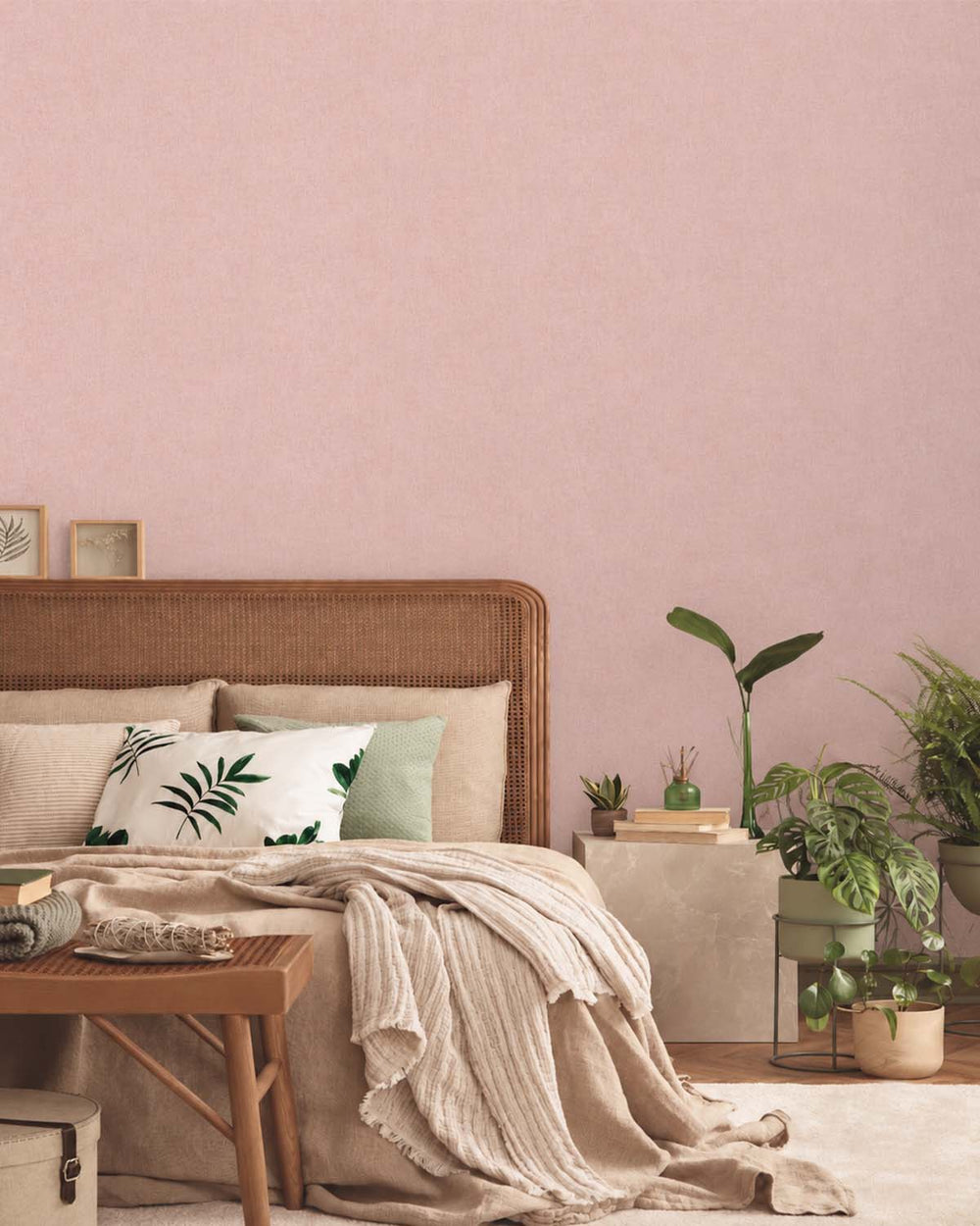 Rose Petal Faux Organic Cross-Hatch Wallpaper R10715