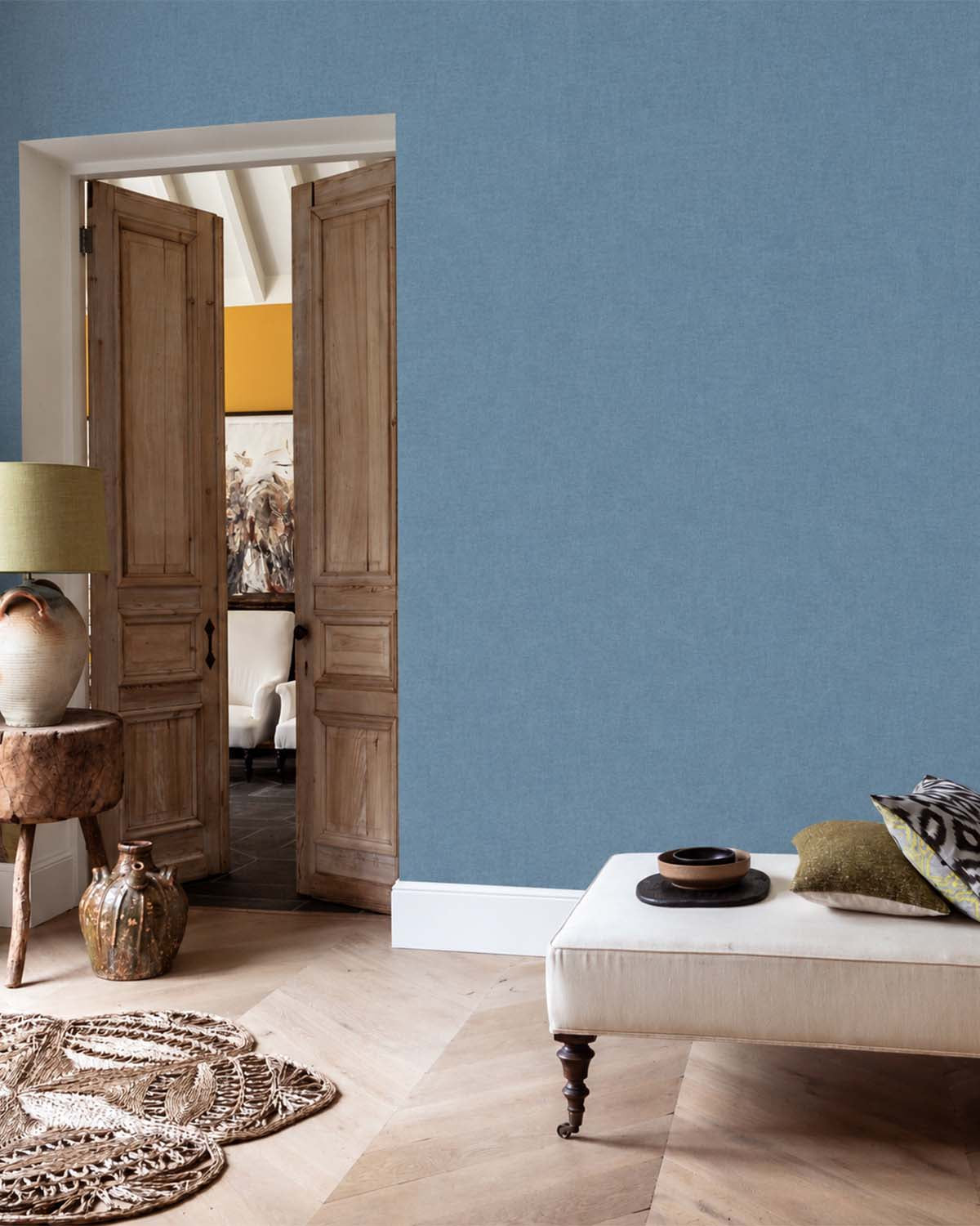 Blue Grey Faux Organic Cross-Hatch Wallpaper R10716