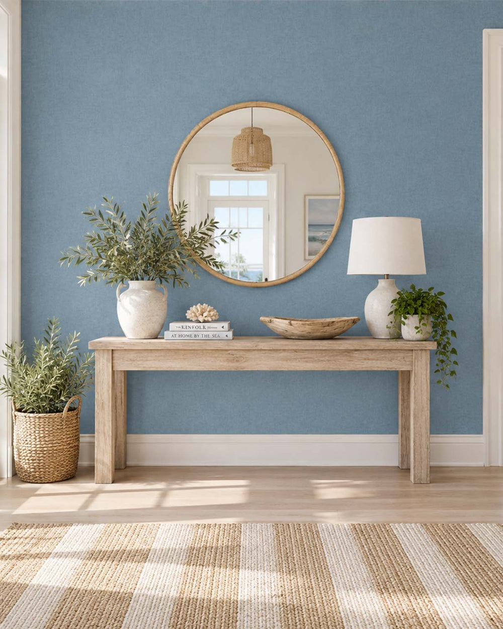 Blue Grey Faux Organic Cross-Hatch Wallpaper R10716