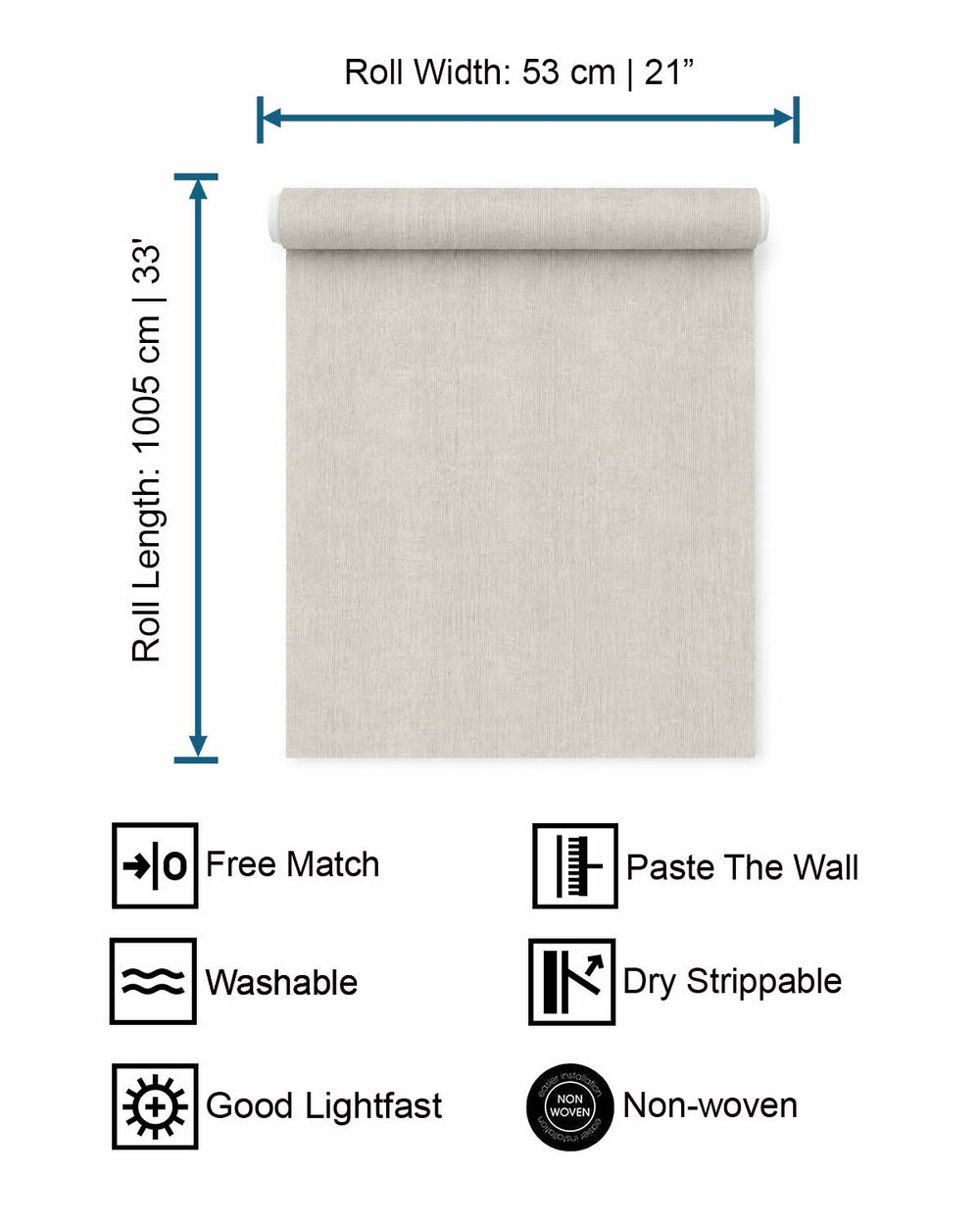 Grey By Me Modern Faux Linen Wallpaper R10718