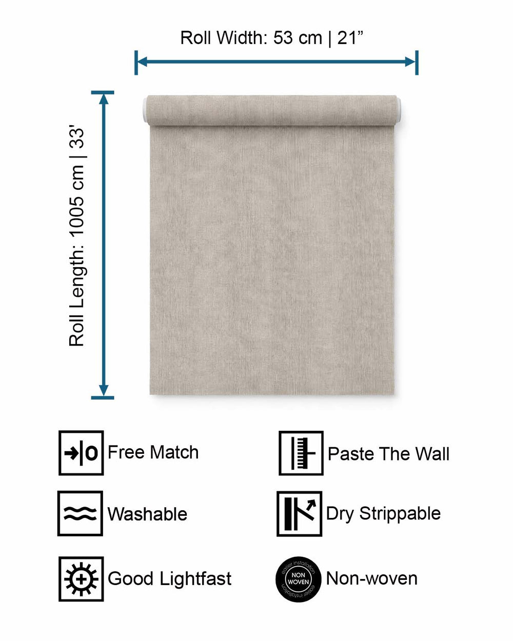 Greige Modern Faux Linen Wallpaper R10719