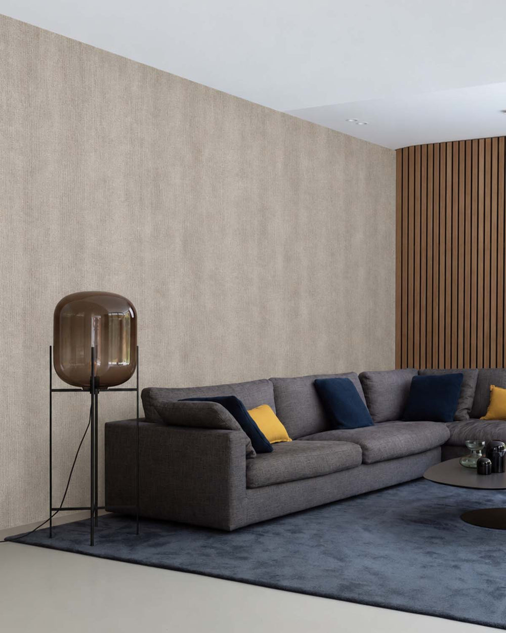 Greige Modern Faux Linen Wallpaper R10719