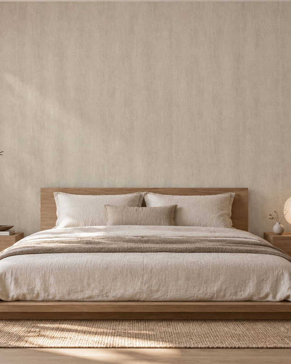 Greige Modern Faux Linen Wallpaper R10719
