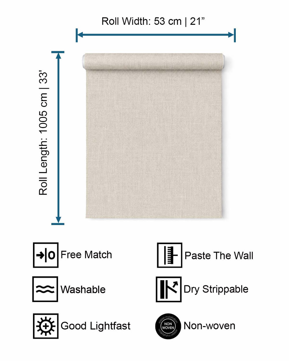 Cold Grey Modern Faux Linen Wallpaper R10720