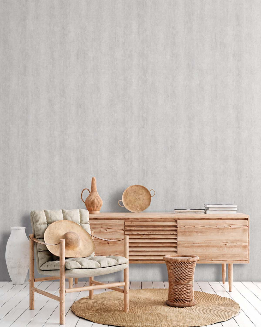 Cold Grey Modern Faux Linen Wallpaper R10720