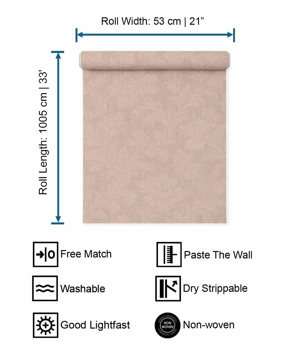 Rose Dust Modern Faux Linen Wallpaper R10721