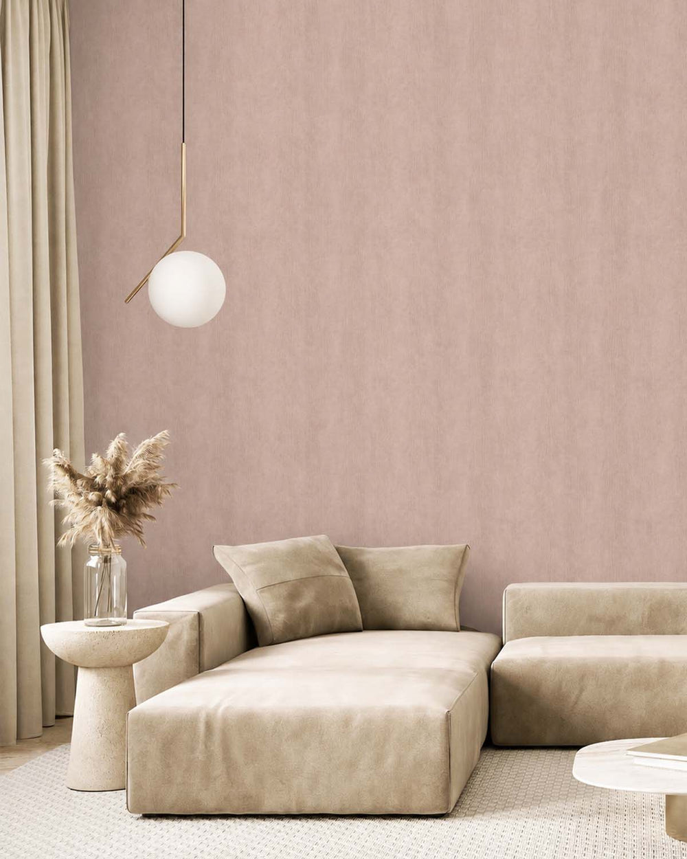 Rose Dust Modern Faux Linen Wallpaper R10721
