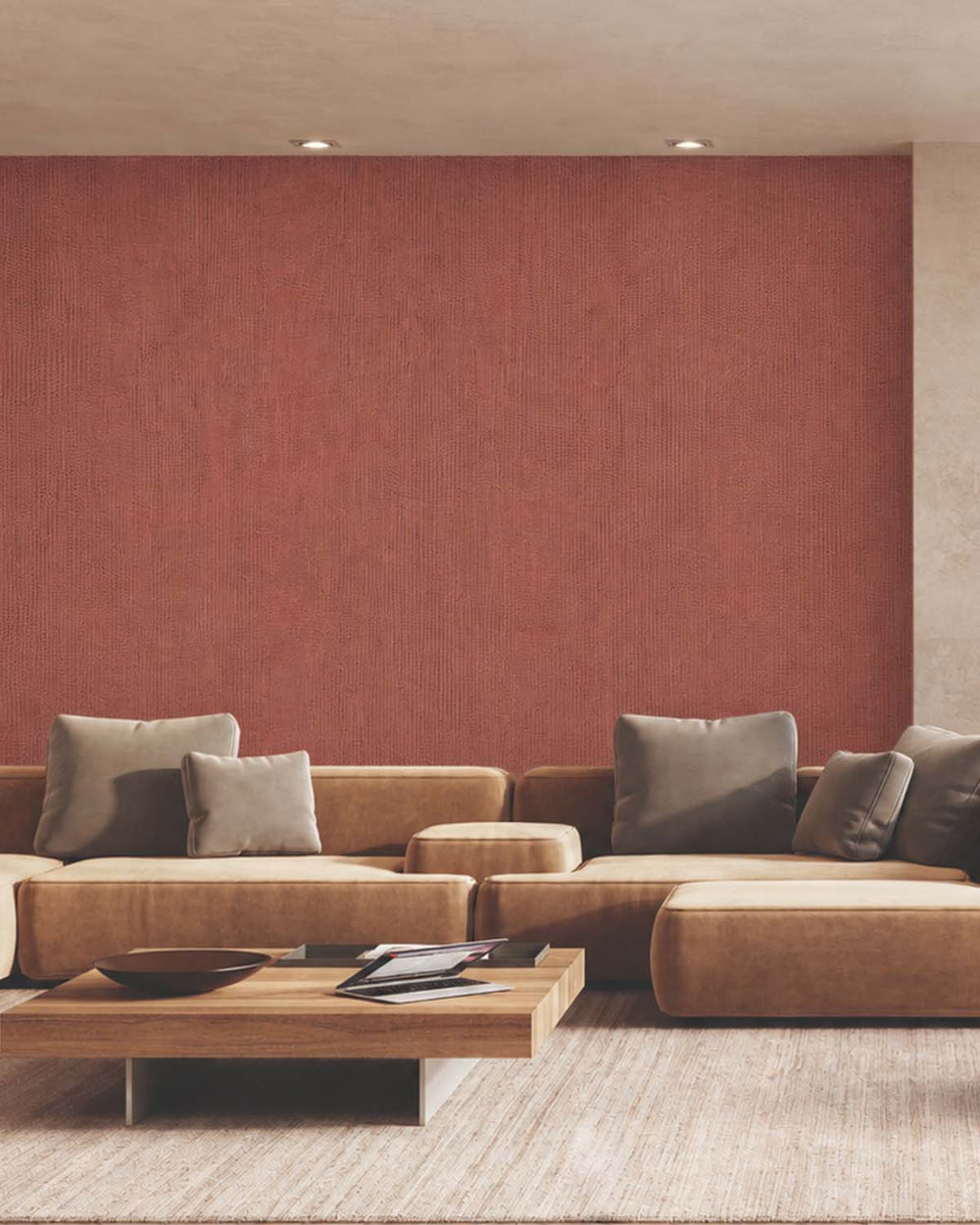 Cedar Wood Modern Faux Linen Wallpaper R10722