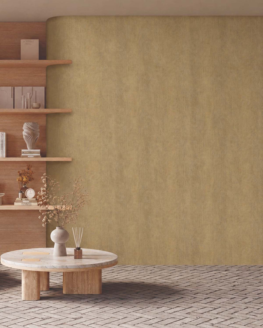 Alluring Umber Modern Faux Linen Wallpaper R10723