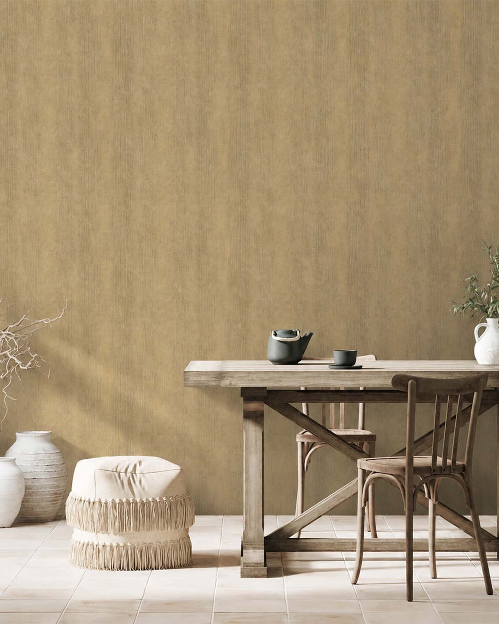 Alluring Umber Modern Faux Linen Wallpaper R10723