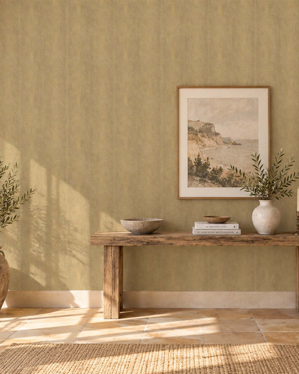 Alluring Umber Modern Faux Linen Wallpaper R10723