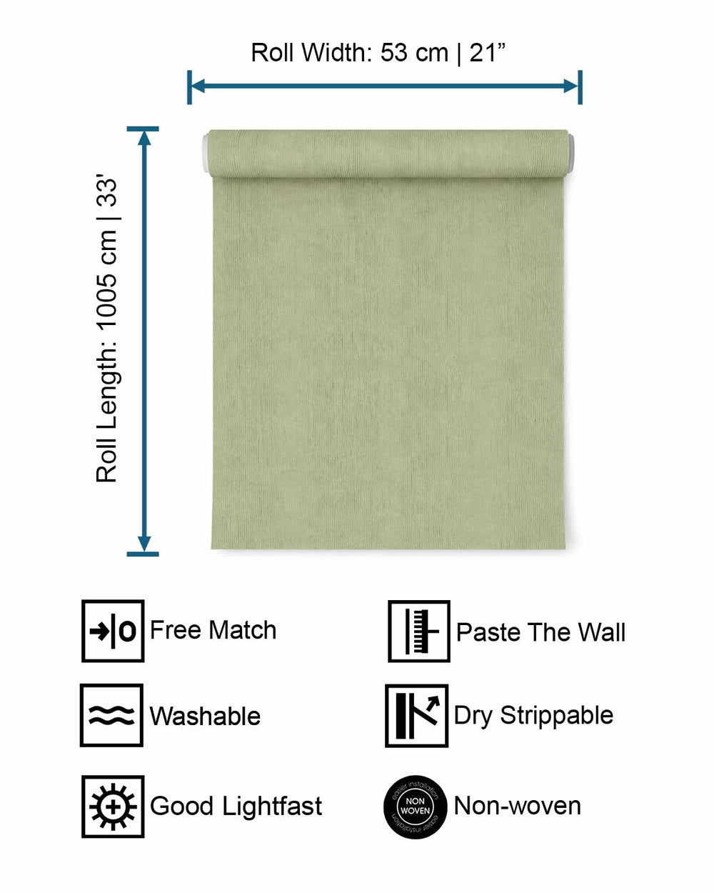 Norwich Green Modern Faux Linen Wallpaper R10724