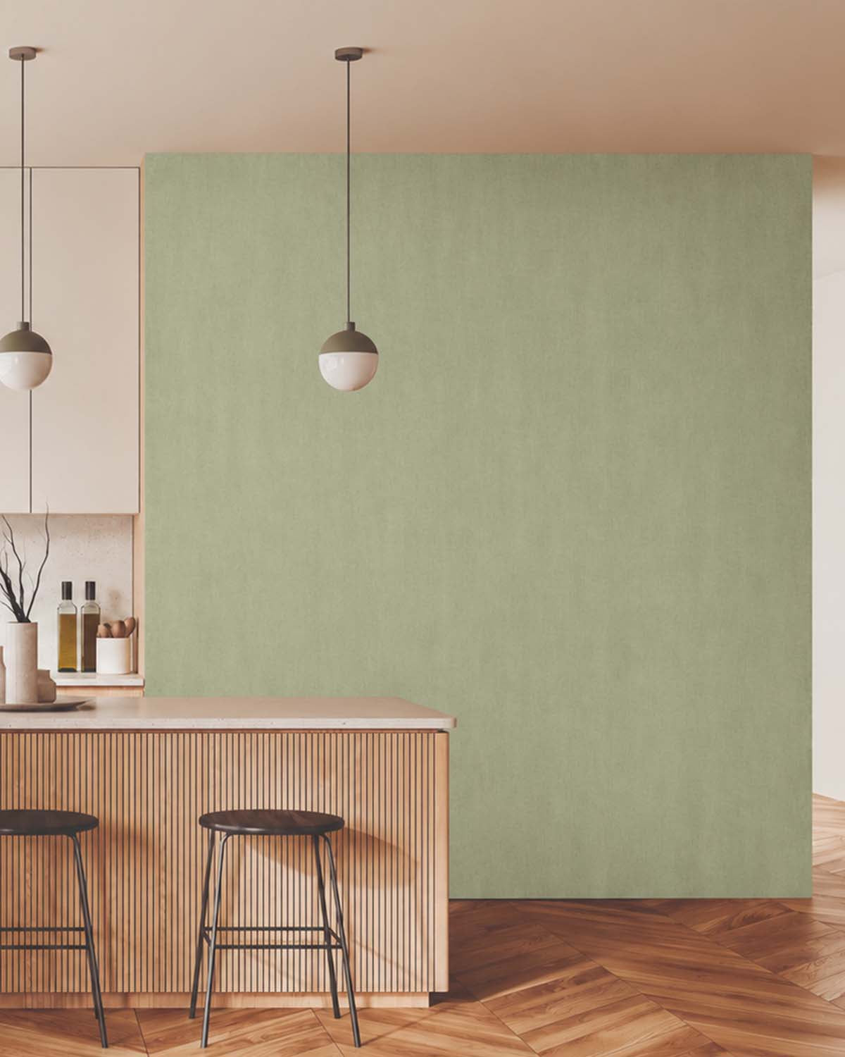 Norwich Green Modern Faux Linen Wallpaper R10724