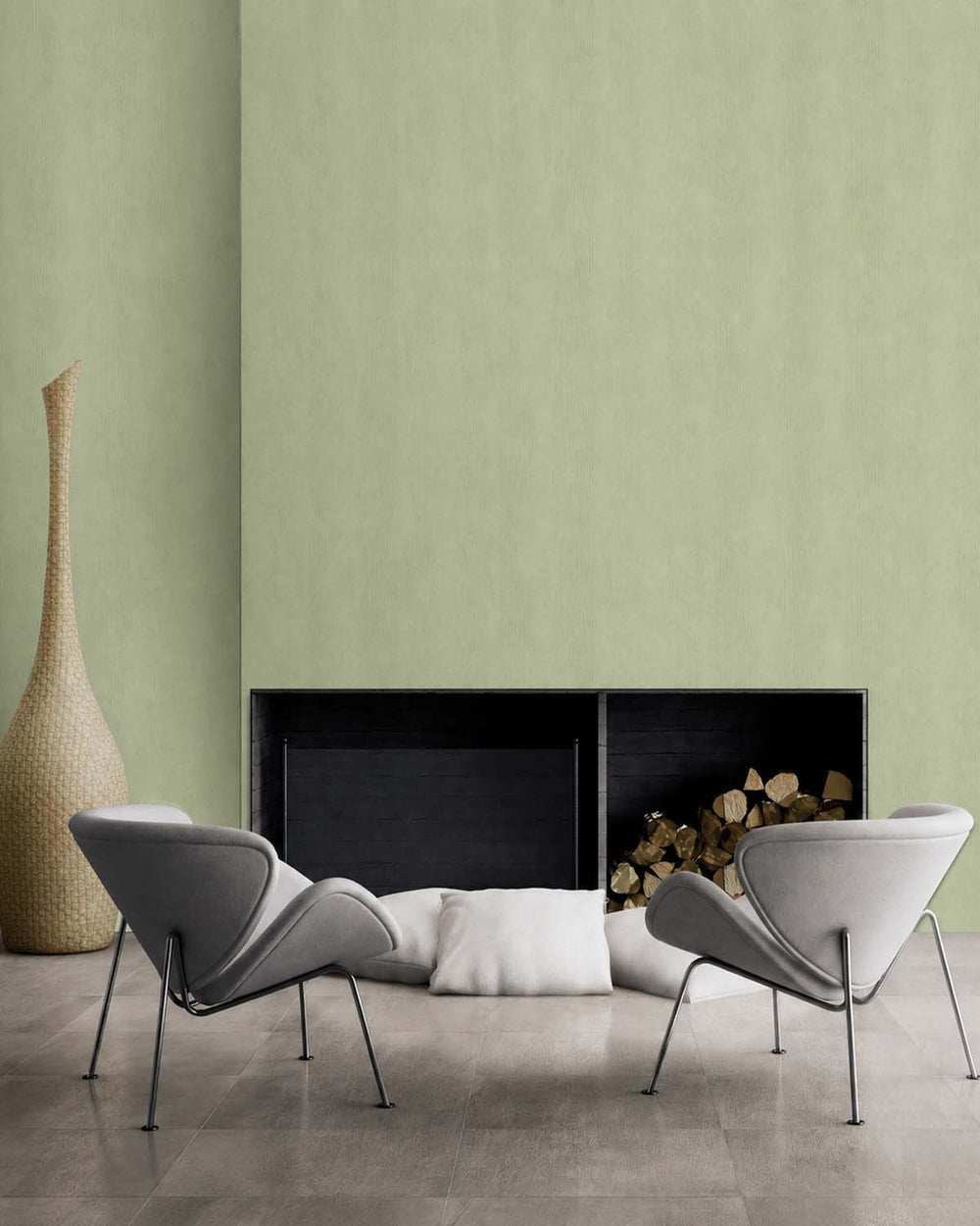 Norwich Green Modern Faux Linen Wallpaper R10724