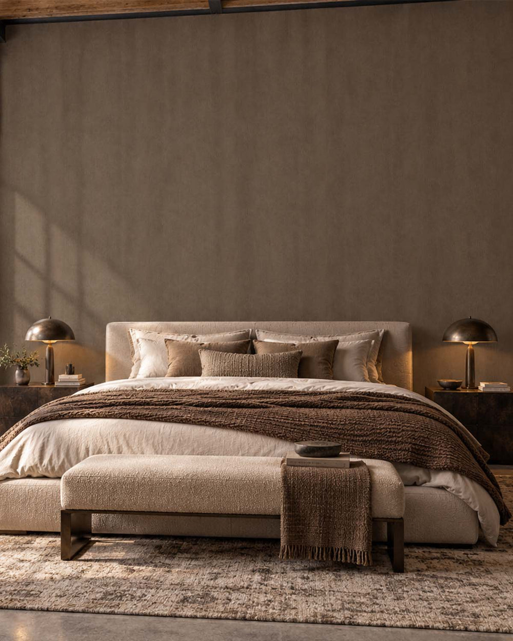 Baneblade Brown Modern Faux Linen Wallpaper R10726