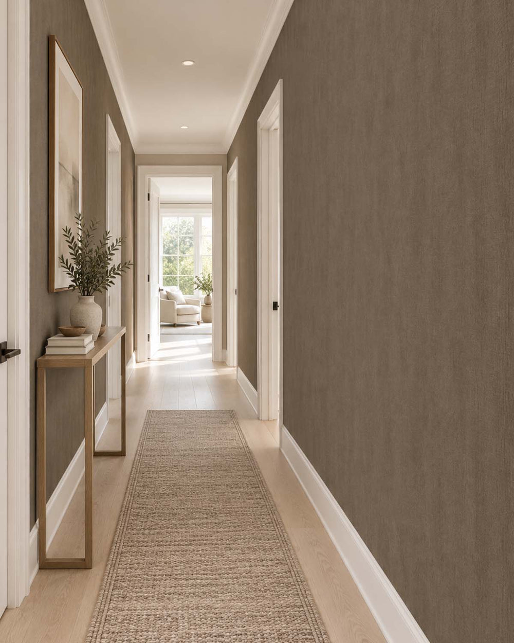 Baneblade Brown Modern Faux Linen Wallpaper R10726